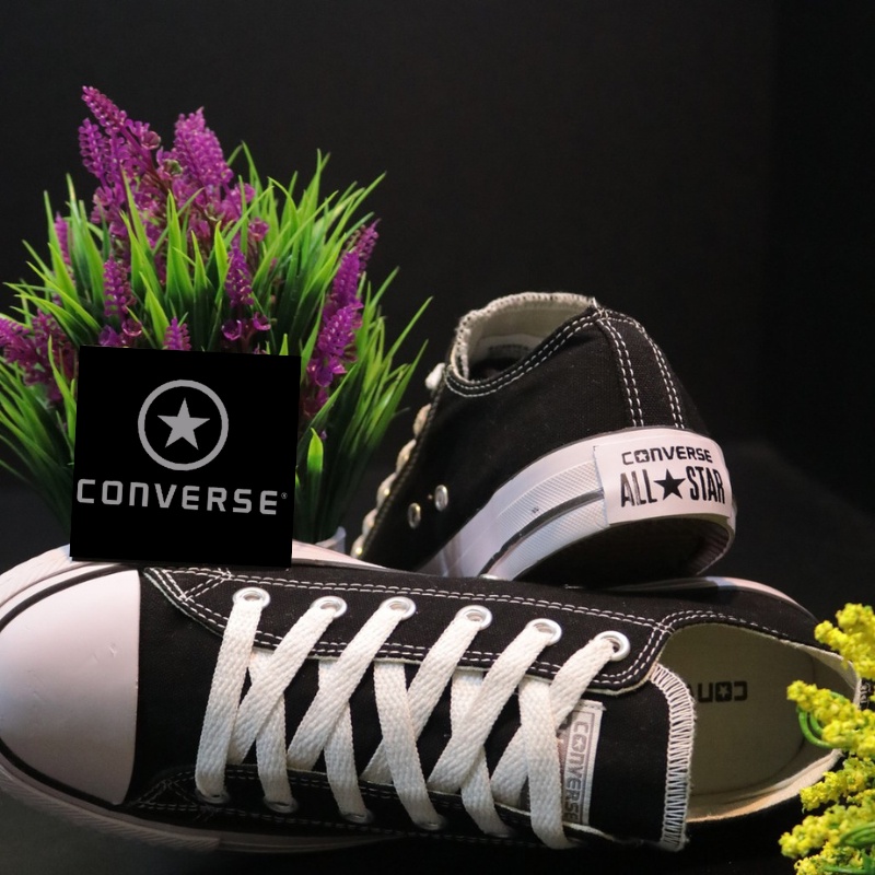 SEPATU SEKOLAH PRIA WANITA CONVERS1995 ALL STAR PENDEK FULL HITAM POLOS IMPORT