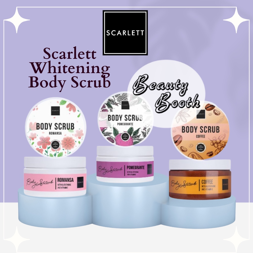 SCARLET Whitening Body Scrub SCARLETT By Felicya Angelista BodyScrub Lulur Mandi Coffee Romansa Pomegrante