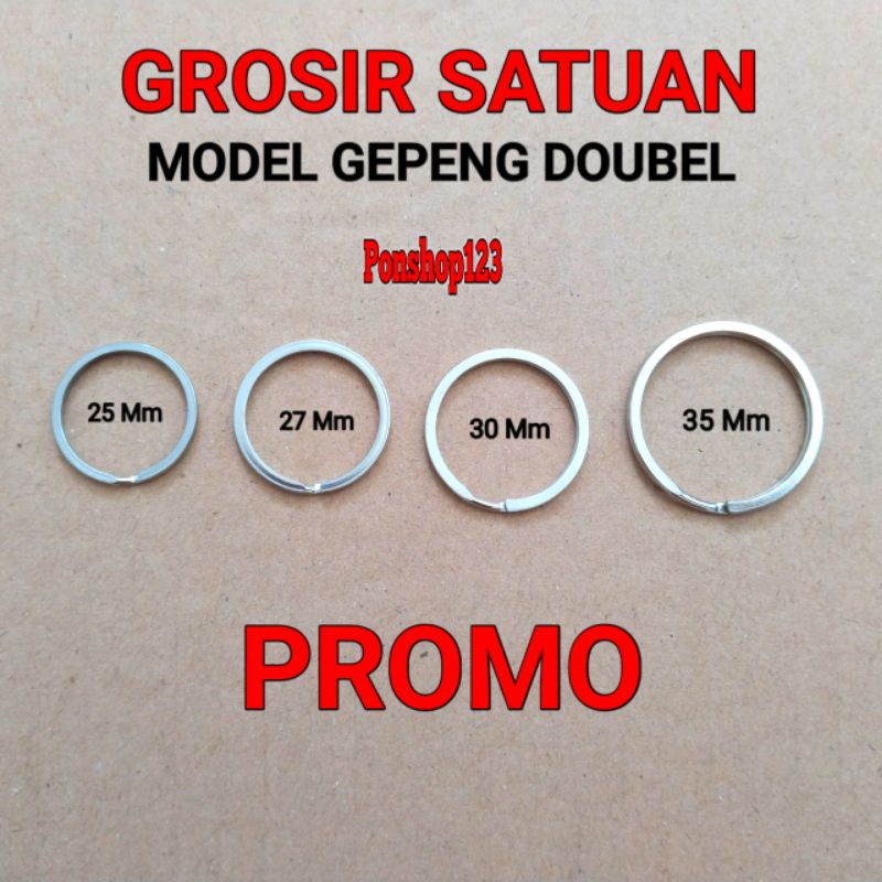 Ring gantungan kunci tebal gepeng ring ganci double ring bulat