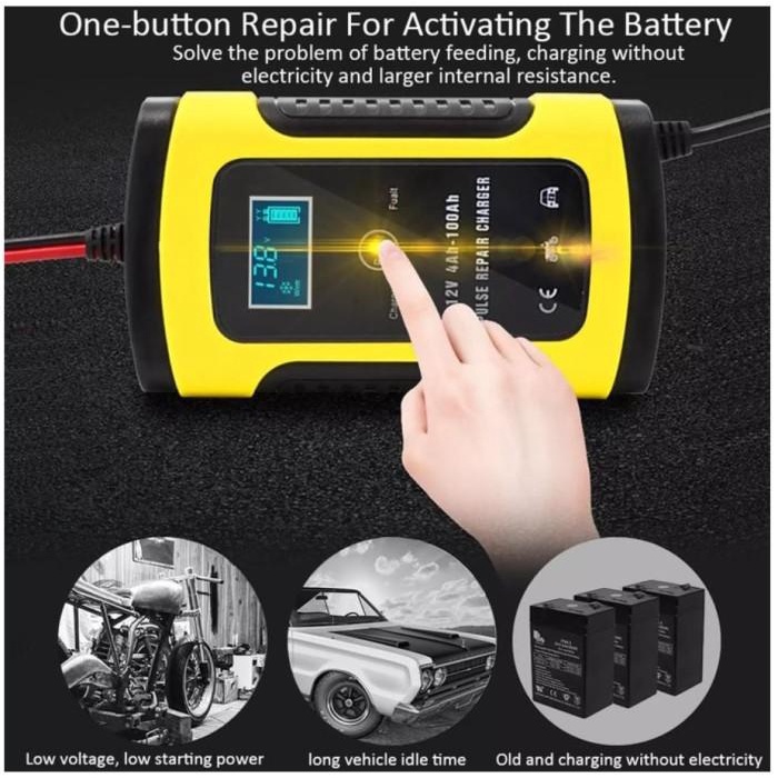 Cas Aki 12V 6A Portable Digital Pulse Repair/ Charge Aki Otomatis