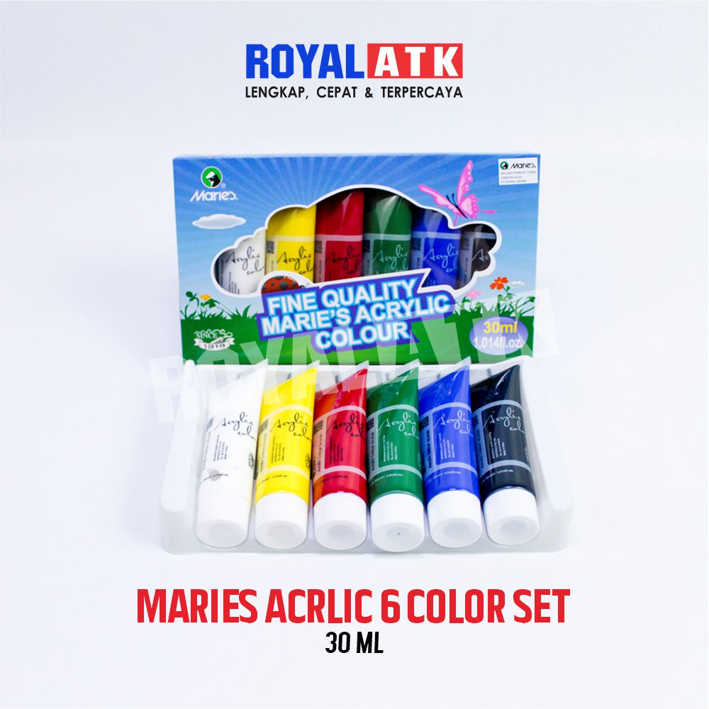 

Cat Akrilik Set Lukis Maries Isi 6 Warna Dasar x 30 ml / Marie's Acrylic Paint Color 6x30 ml No 81306B Colour 6x30ml Anak / Profesional