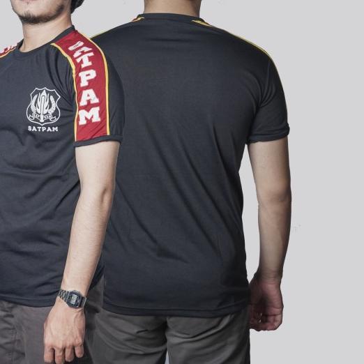 Kaos Satpam Kombinasi list typing paiping Baju satpam baju security - M, Coklat Satpam