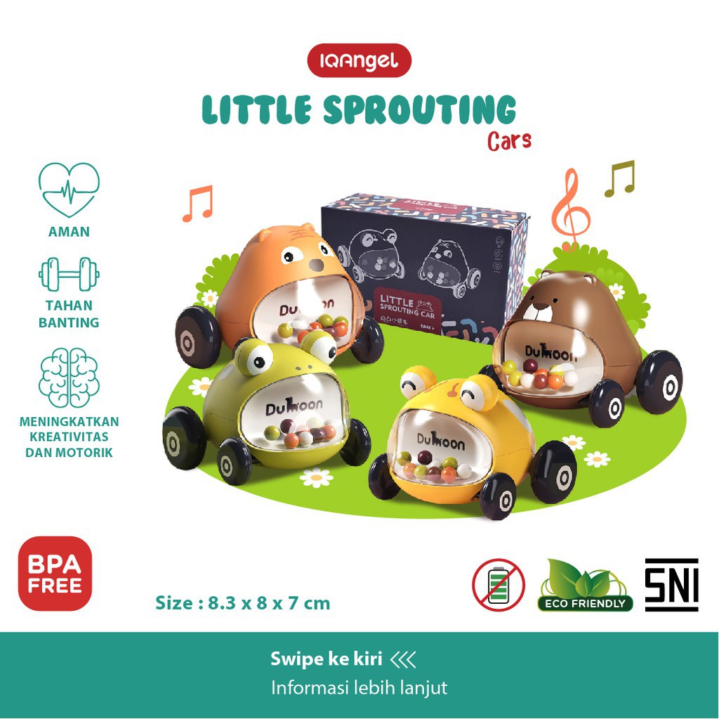 Mainan Bayi / Anak Little Sprouting Car 2 pc Bersertifikat SNI