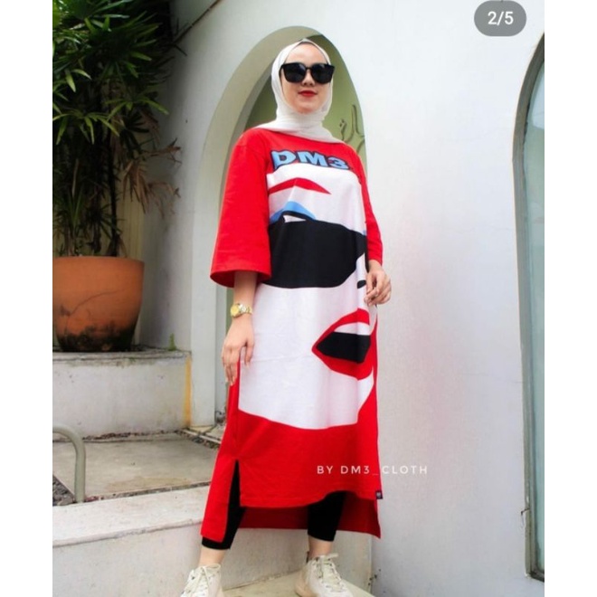 Midi Dress Long Tunik Original DM3 Cloth Bahan Cotton Combed 20s Tebal Terbaru 2022 Terlaris Sunglas