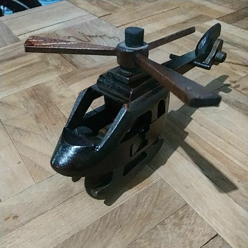 TERMURAH! MINIATUR PESAWAT HELIKOPTER KAYU UKURAN S MINI 18 x 9 x 9 cm - DEKORASI RUMAH DEKORASI RUANGAN uasli blitar