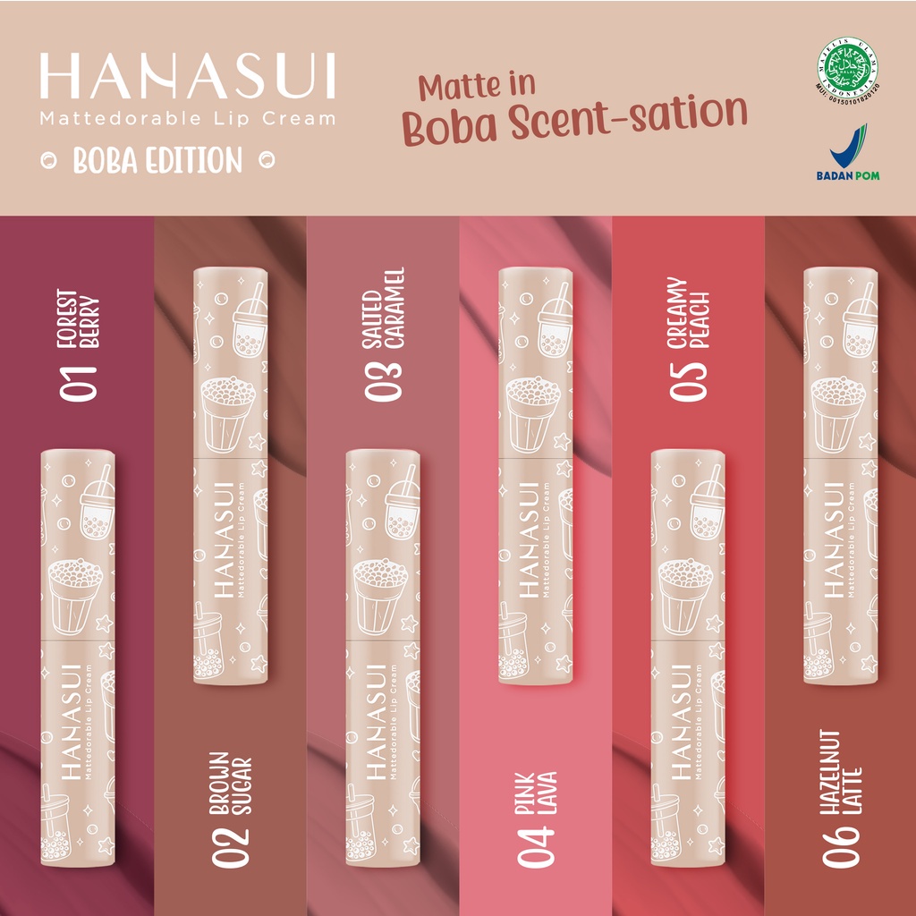 *galerybeautysemarang* HANASUI MATTEDORABLE LIPCREAM BOBA EDITION / Hanasui Mattedorable Lip Cream Lip tint Tintdorable LipTint | Lip Stain | dual function bibir blush on lip and cheek