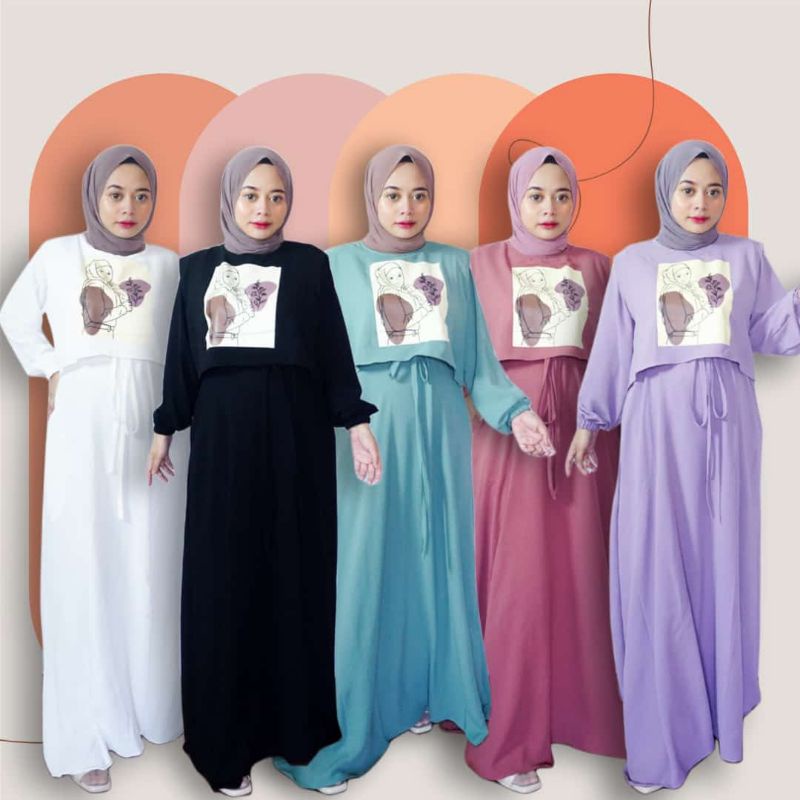 Andin Dress X Ria Ricis/Gamis printing/Dress viral