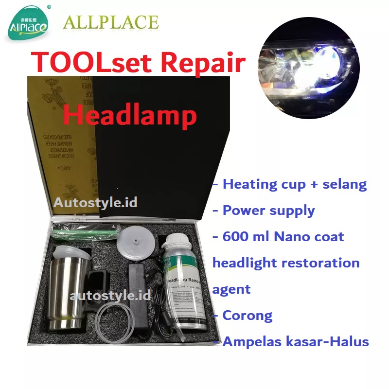 Tollset repair kaca mika lampu headlight mobil Allplace Permanent Headlamp Restoration Kits Headlight Refurbished