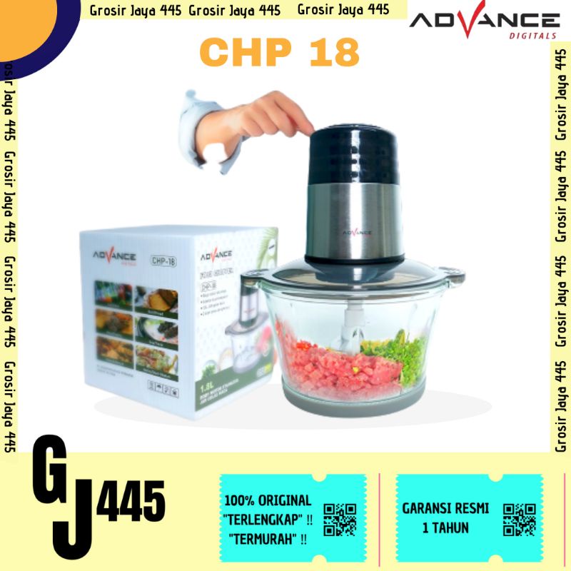 Advance CHP-18 Penggiling daging sayur buah-buah meat Chopper ukuran Besar 1,8L Food Grade