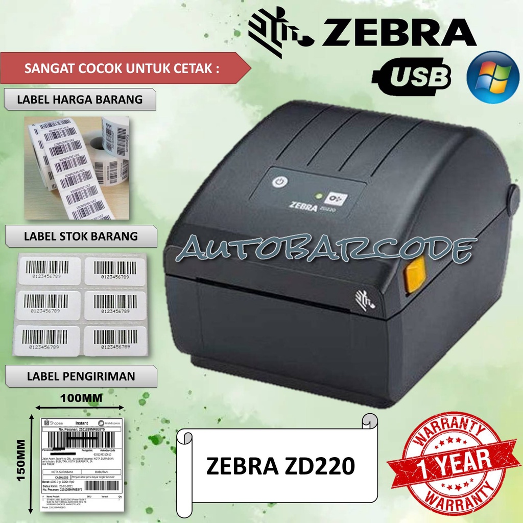 ZEBRA ZD-220 PRINTER BARCODE LABEL HARGA PRINTER ZD220 PRINTER BARCODE BARANG ZD 220