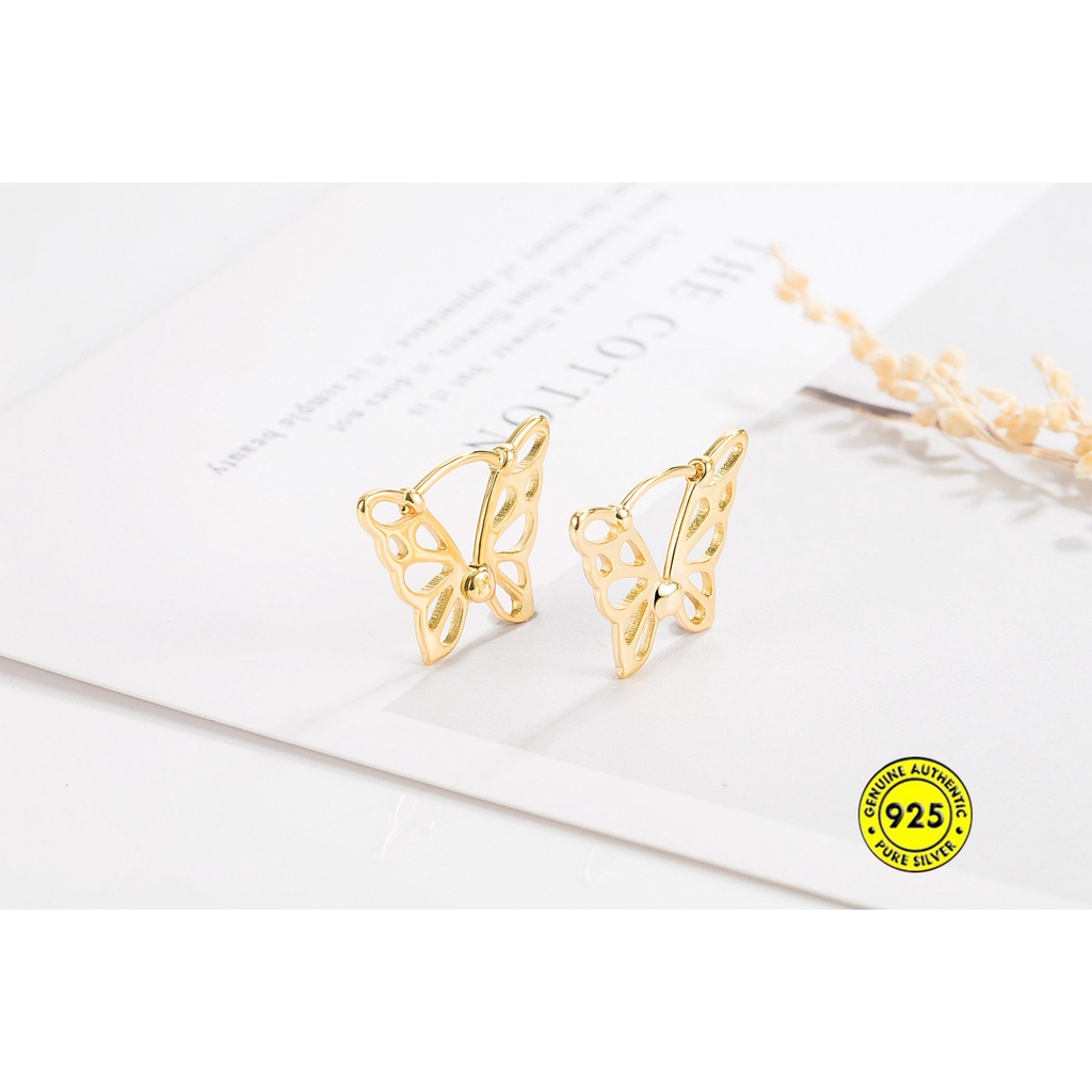 Anting Tusuk Model Kupu-Kupu Hollow 18K Untuk Wanita U1063