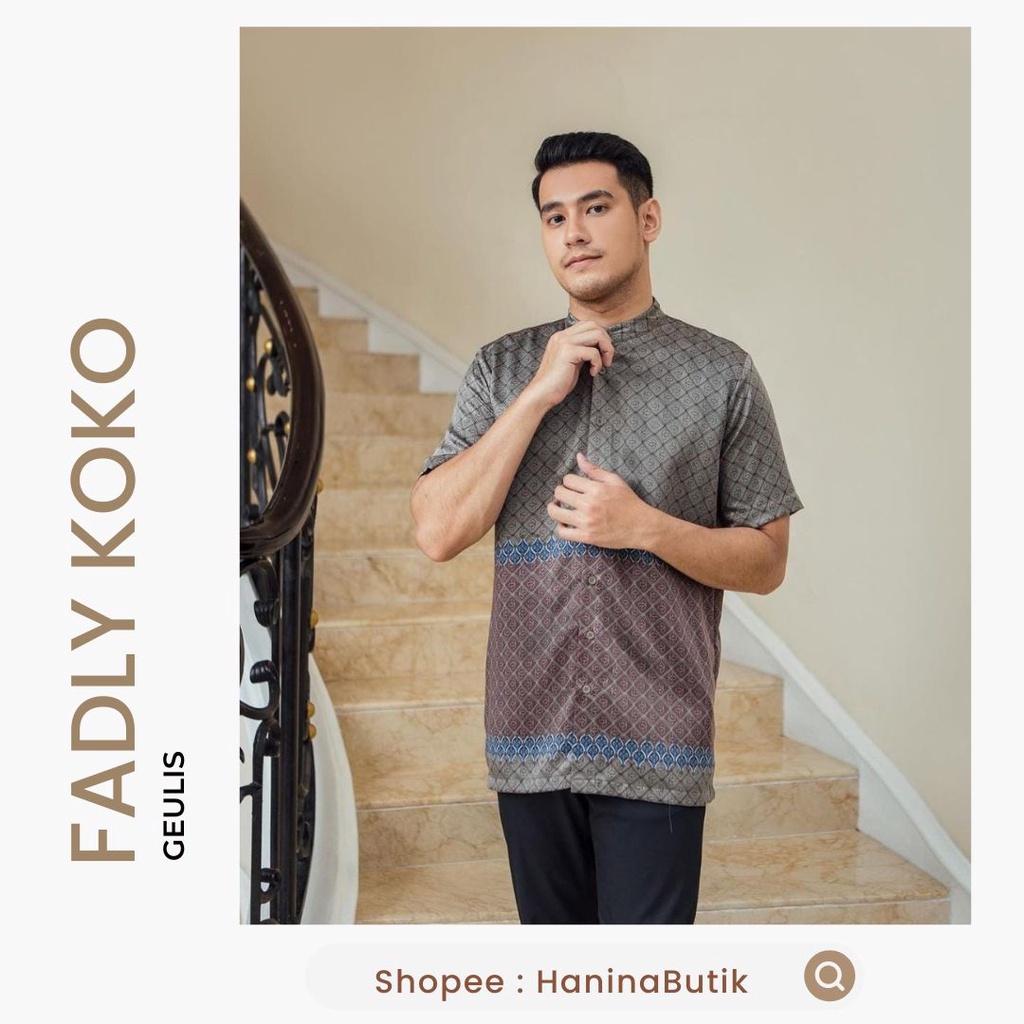 (𝗦𝗜𝗔𝗣 𝗞𝗜𝗥𝗜𝗠) FADLY KOKO by GEULIS (BURGUNDY SIZE S) | BAJU KOKO KEMEJA PRIA PREMIUM | GANDERA DIPA M