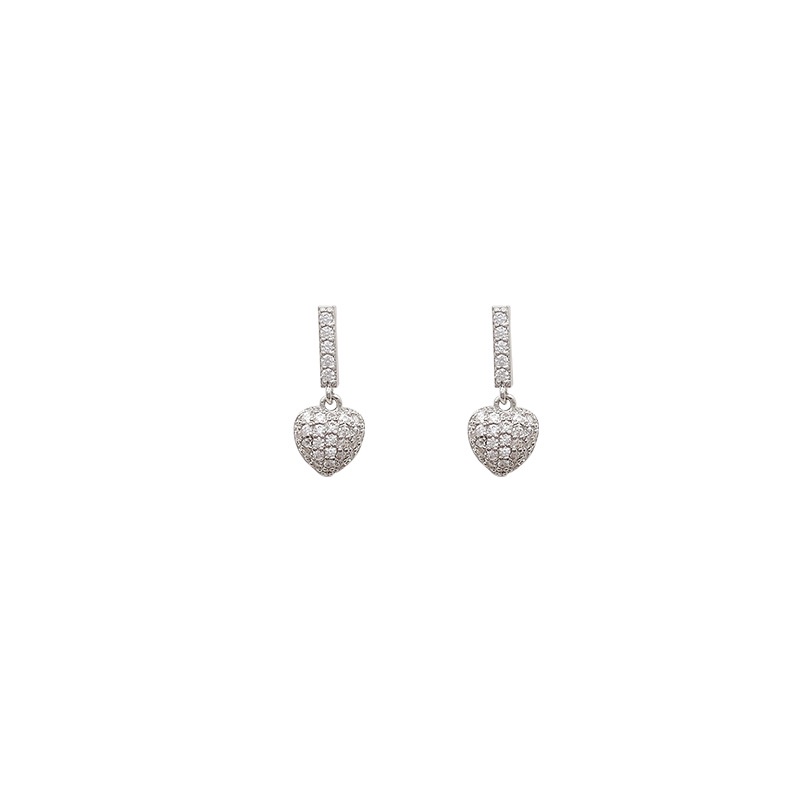 Anting Tusuk Sterling silver 925 Desain Hati Hias Zircon Untuk Wanita