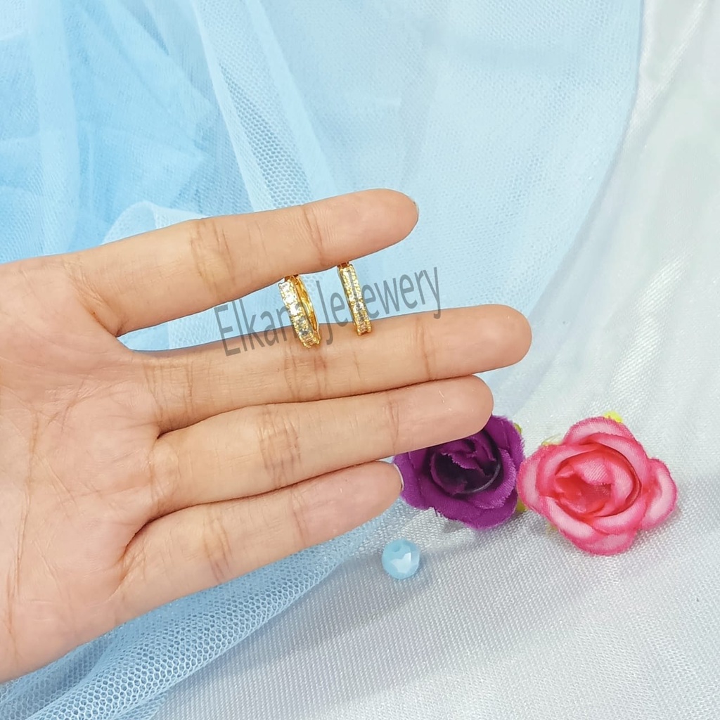 ANTING STUD ZIRCON warna Perhiasan super berkelas fashion korea anti karat dan anti luntur