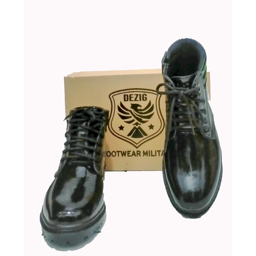 Sepatu PDH TNI Polri Security Original Kulit Kilap Sol PVC Garuda Dezig