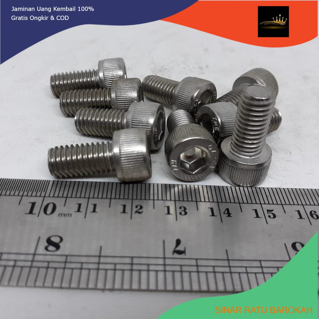 BAUT L STAINLESS M8 X 15 SUS 304 ANTI KARAT BAUT L M8X15 STAINLESS BAUT L M8 X 15 STAINLESS SS MURAH