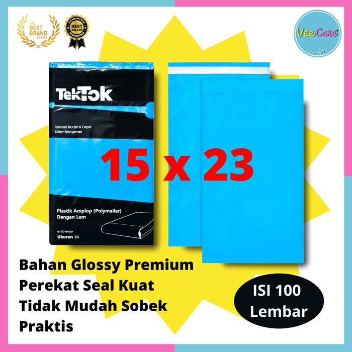 

Plastik Polymailer Amplop Plastik Packing TekTok Biru Polos isi 100 - Biru, XS