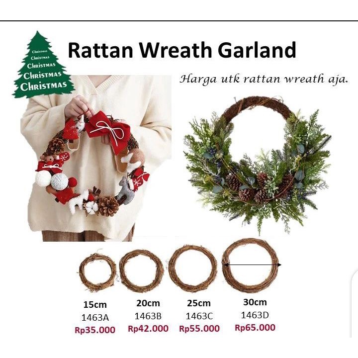 Rattan Wreath Garland  - Rotan Ranting Bulat - pajangan natal barang florist