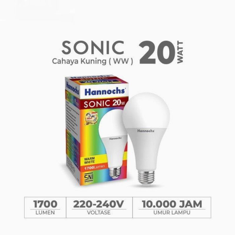 LAMPU LED HANNOCHS SONIC 20 Watt - Cahaya Kuning Lampu Cirebon