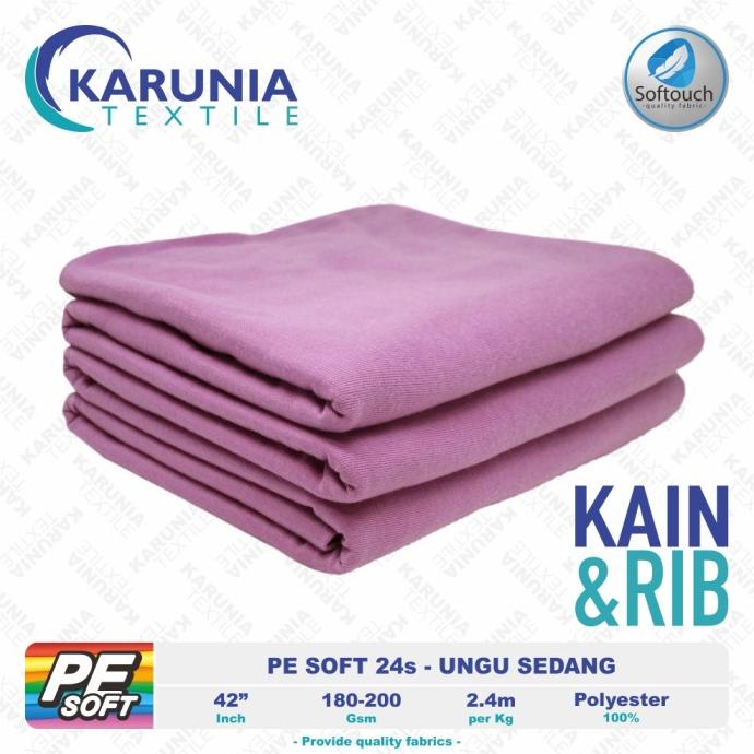 PE Soft 24s | Ungu Sedang | Kain Kaos + Rib | Karunia Textile