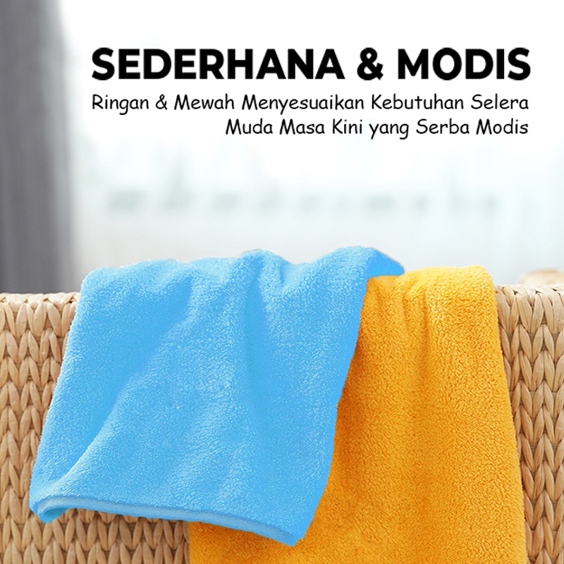 Handuk Microfiber Sarang Lebah 70x140cm Bordir Mata / Kuping Timbul Termurah / Handuk Mandi 50x100cm