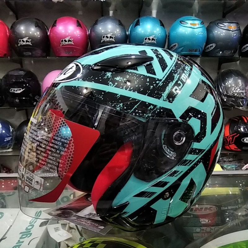 HELM KYT DJ MARU MOTIF#16 AQUA BLUE HELM DJ MARU MOTIF
