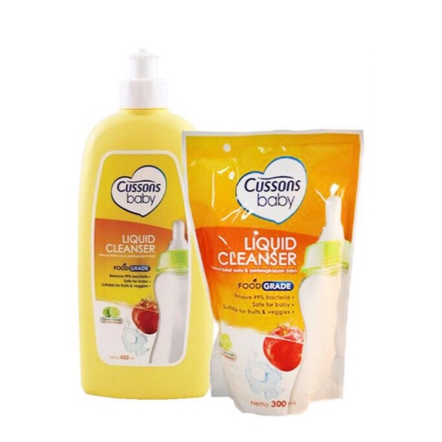 Cussons Baby Liquid Cleanser Cairan Pembersih Botol Bayi 450ml FREE Refill 300ml