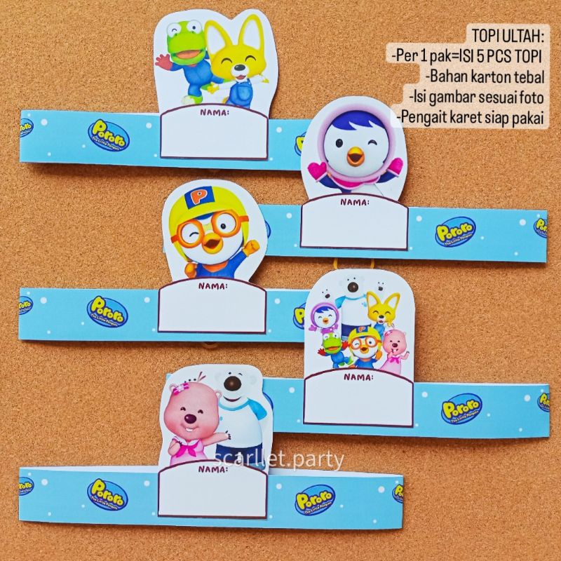 TOPI ULTAH PORORO TOPI ULANG TAHUN LINGKAR MAHKOTA KERTAS HAPPY BIRTHDAY HBD DEKORASI ULANG TAHUN AN