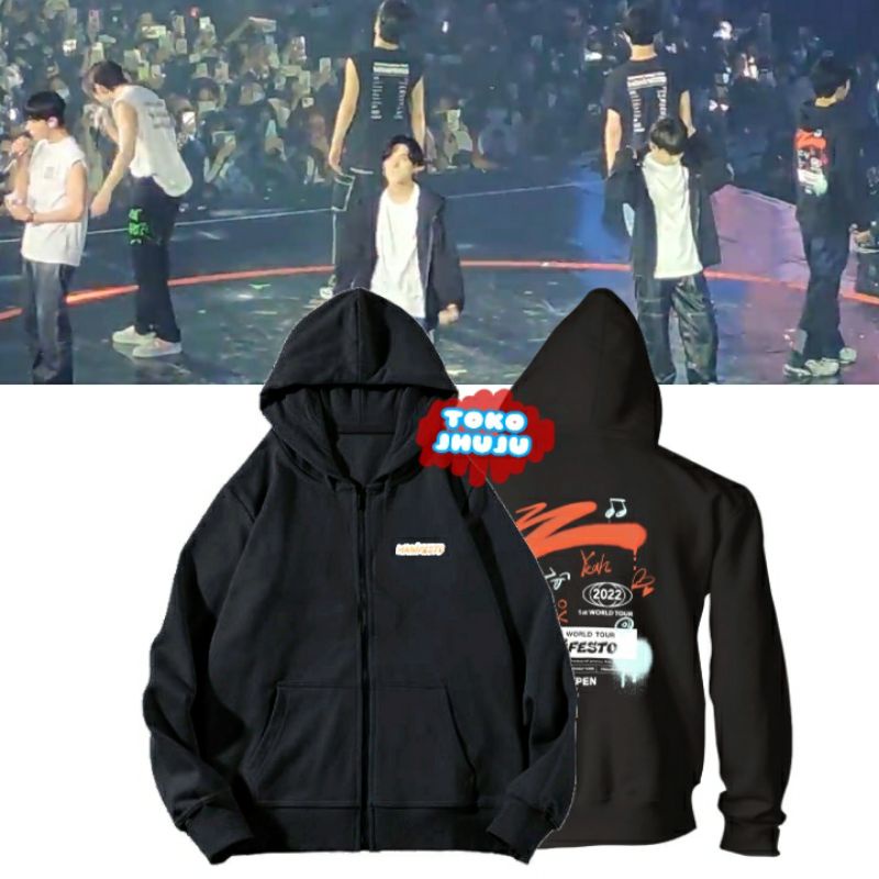 Jaket Hoodie Jumper / Zippee Kpop Heeseung Manifesto World tour 2022 logo + Gambar belakang