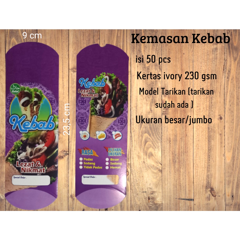 

kemasan kebab non merk/kardus kebab tanpa merk/24 cm x 9 cm