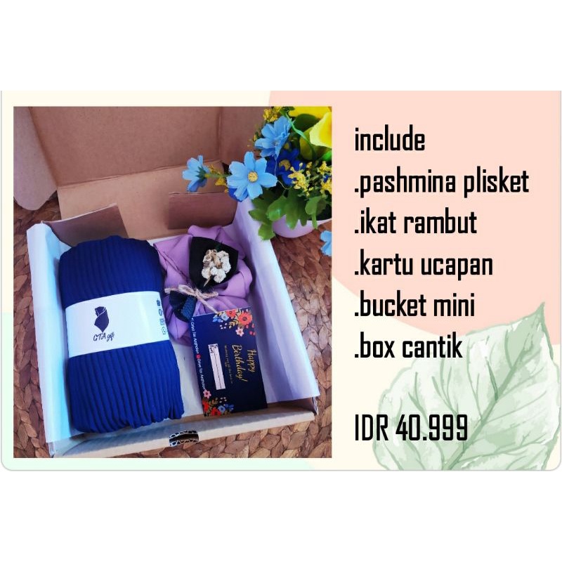 hampers cewek hijab pashmina plisket/hampers cewek ulang tahun