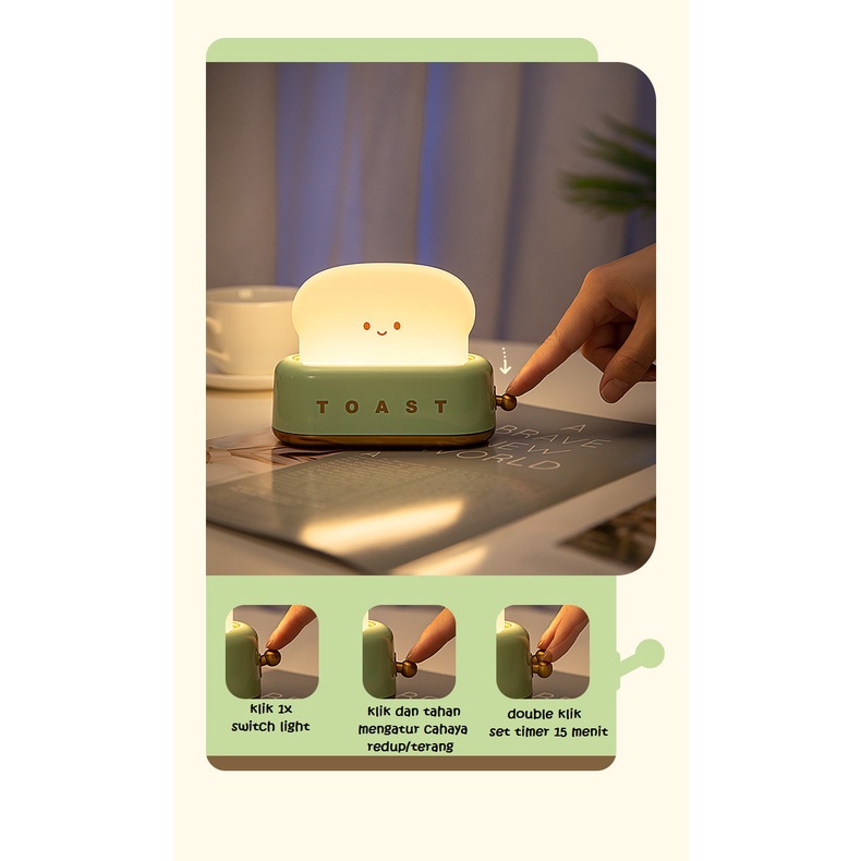 Lampu Roti Cute Toast bread lamp LB030 night light dekorasi kamar