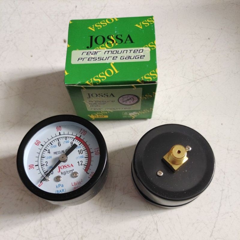 Jossa pressure gauge baut tengah 1/8&quot; hijau heavy duty / manometer drat tengah 1/8&quot;