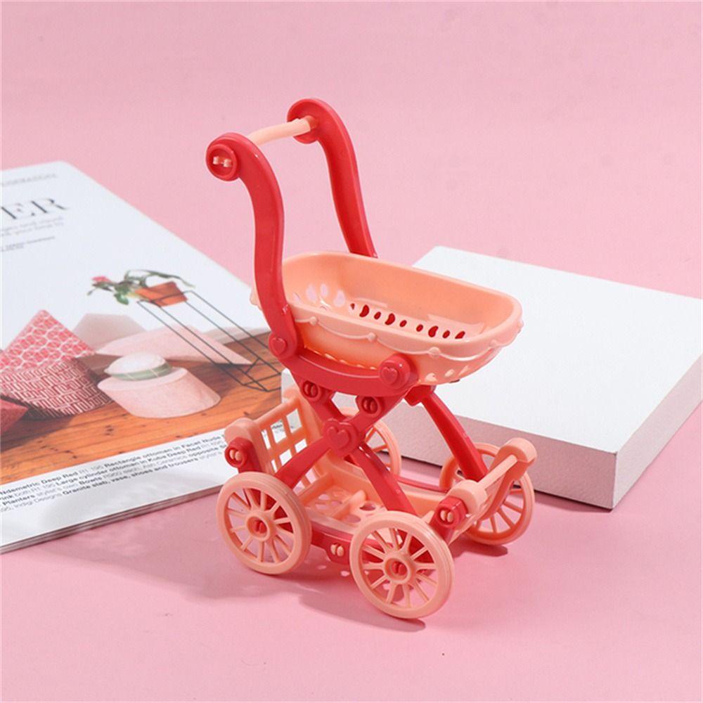 Quinton Furniture Rumah Boneka Mini Miniatur Furniture Aksesoris Penyimpanan Mainan Keranjang Belanja Desktop Decor Supermarket Handcart Trolley