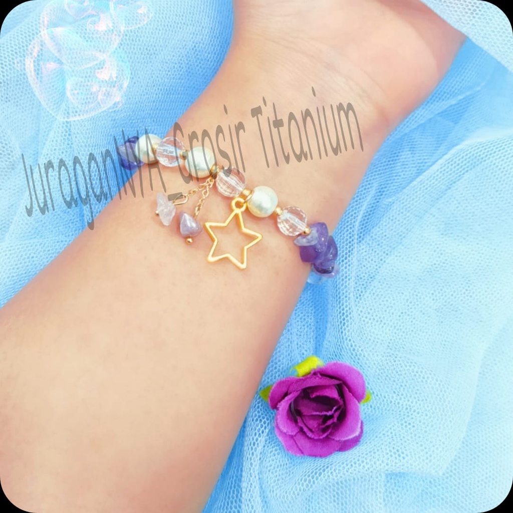 KRISTAL TITANIUM GELANG LISEBINTANG+KOTAK STYLE KOREA SUPER ELOK ANTIK