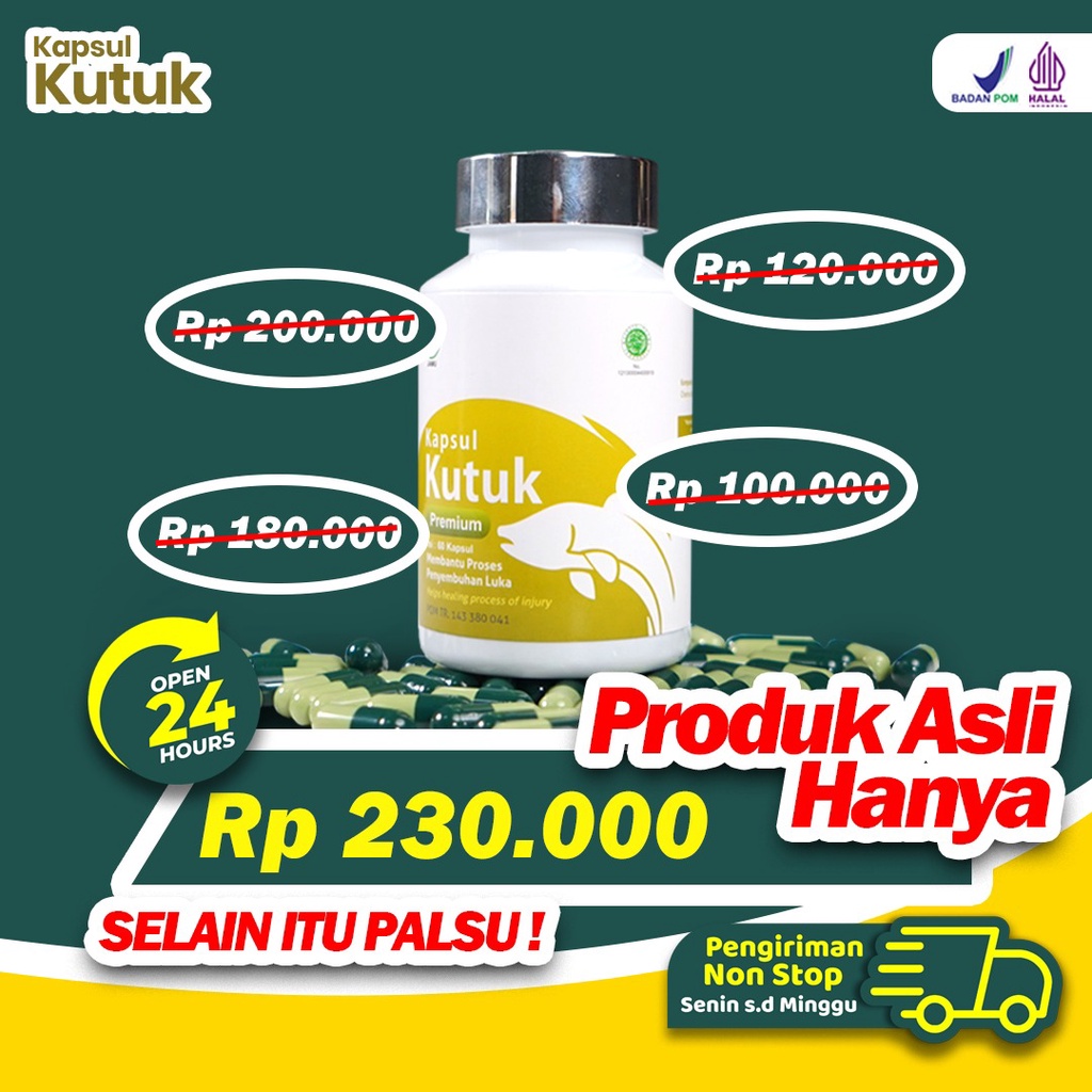 Ready Paket 3 Kapsul Kutuk - Luka Pasca Operasi Hernia Usus Wasir 5x Lebih Cepat Sembuh &amp; Kering Asi Booster Penambah Albumin Tingkatkan Daya Tahan Tubuh Isi 60 Kapsul