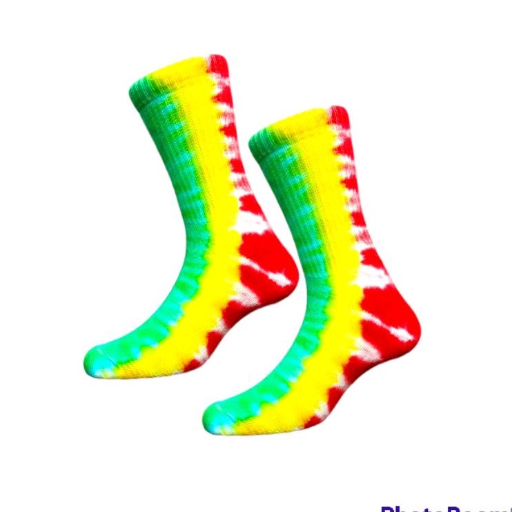 KAOS KAKI MOTIF TIE DYE WARNA HIJAU KUNING MERAH