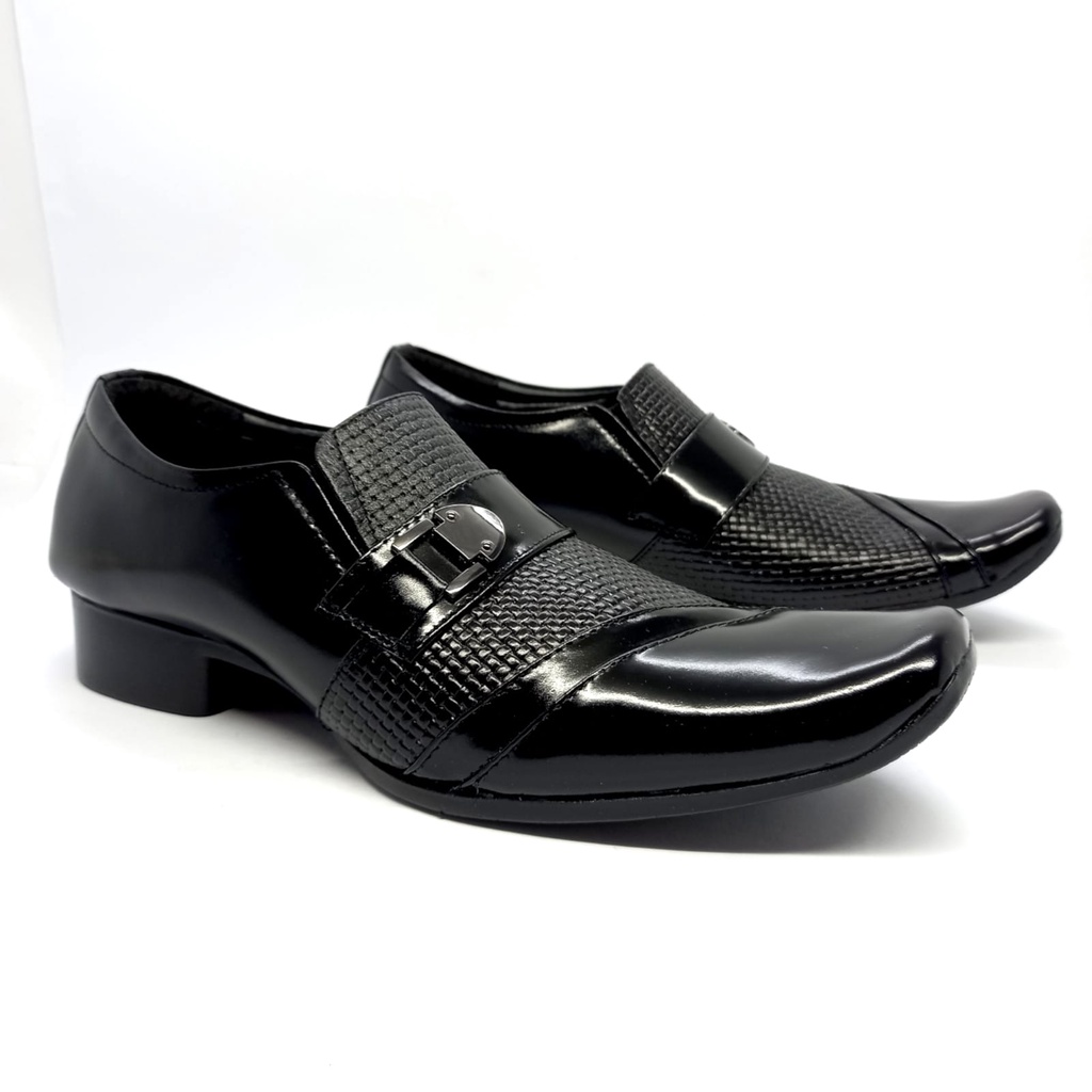 TGR07 Sepatu Pantofel Kulit Pria Model Slip On Sepatu Kerja Warna Hitam Maroon Tan Big Size 38-47