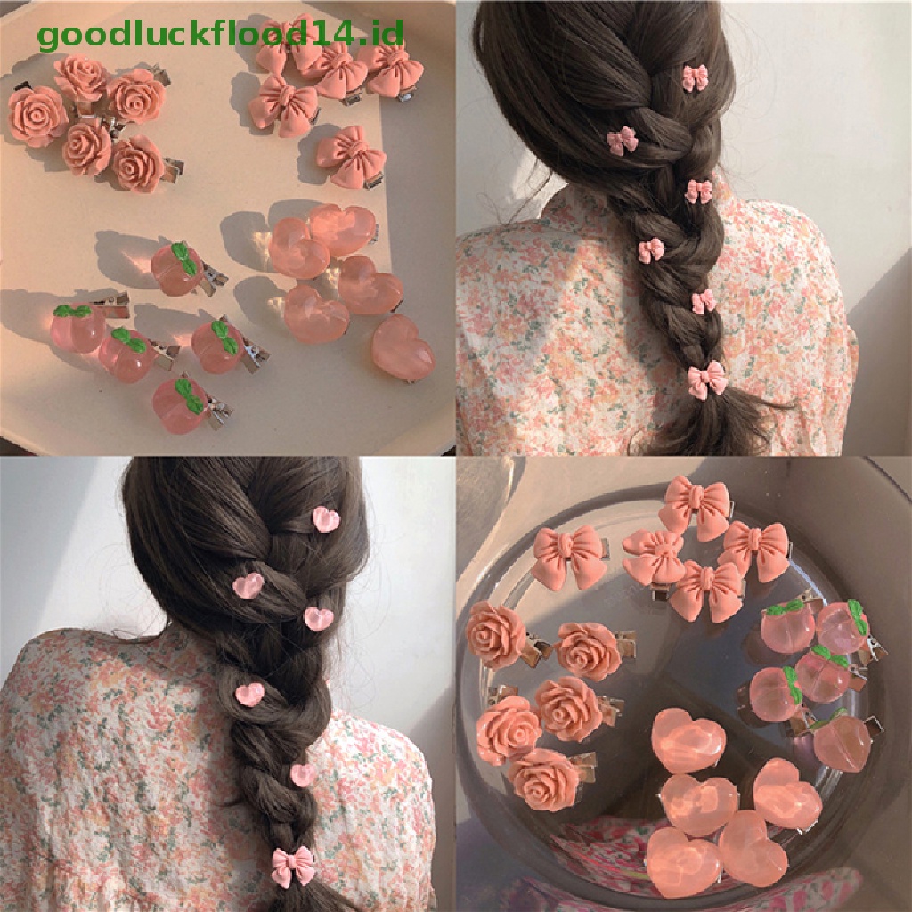 5 Pcs Jepit Rambut Bentuk Kupu-Kupu Warna Pink Transparan Untuk Wanita