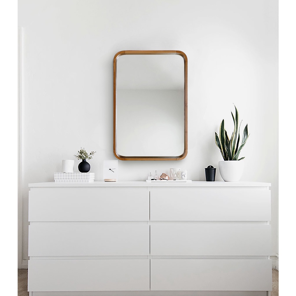 Cermin Dinding Persegi Panjang Kayu Jati 50 cm x 70 cm