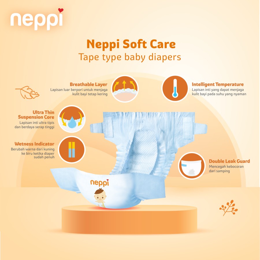 NEPPI BABY DIAPERS SOFT CARE TAPE NB44