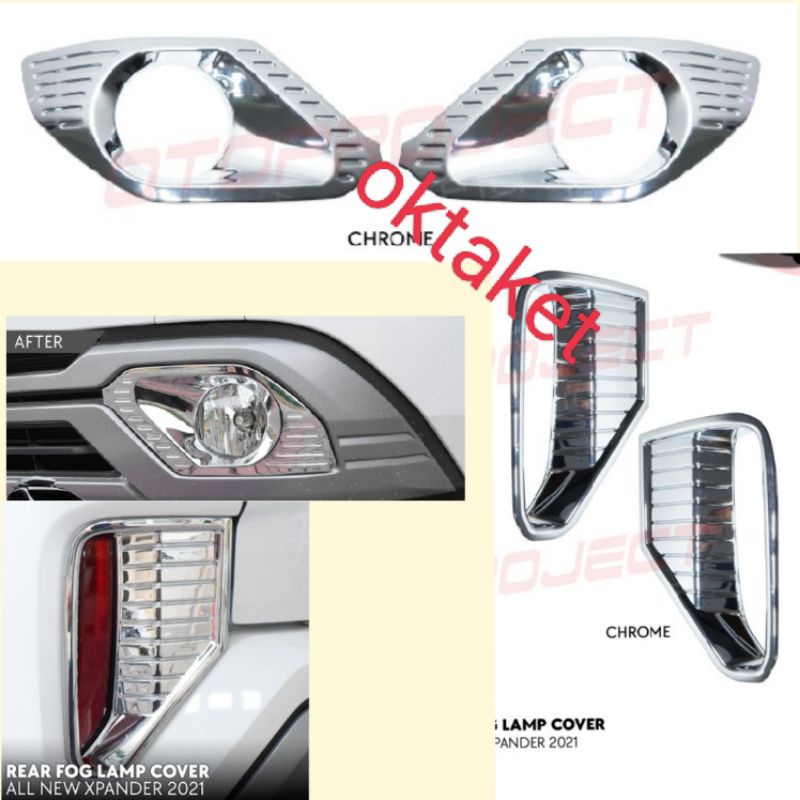 paket cover foglamp + Cover reflektor belakang Xpander 2021 2022 Chrome &amp; Carbon