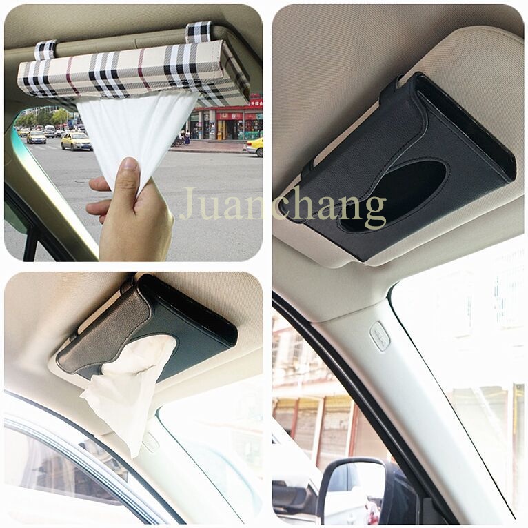 Kotak Tisu Bahan Kulit PU Lembut Untuk Sun Visor Mobil