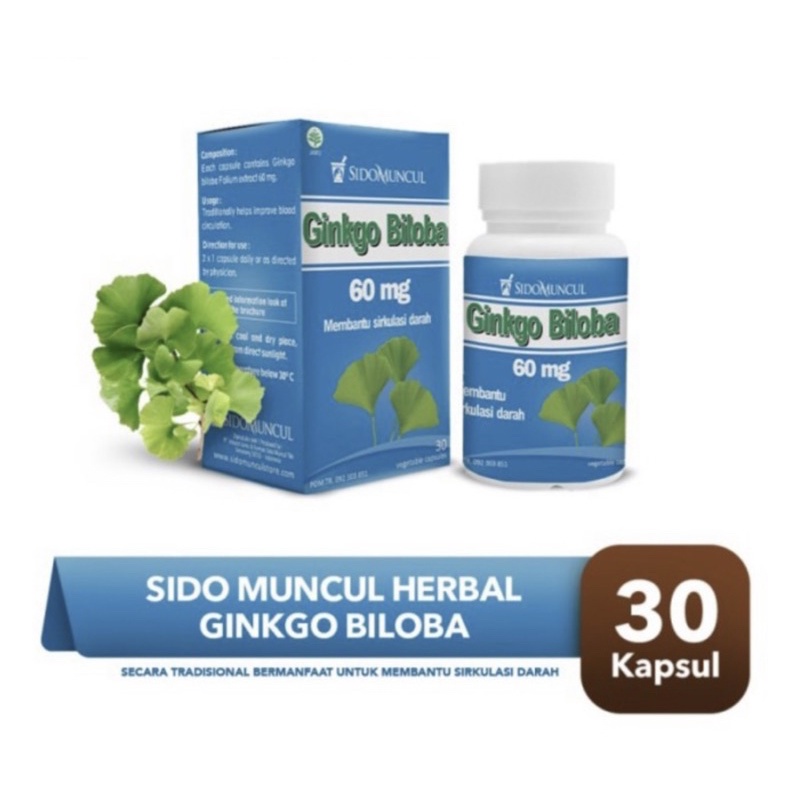 Sidomuncul Ginkgo Biloba kemasan botol isi 30 kapsul (untuk meningkatkan daya ingat)