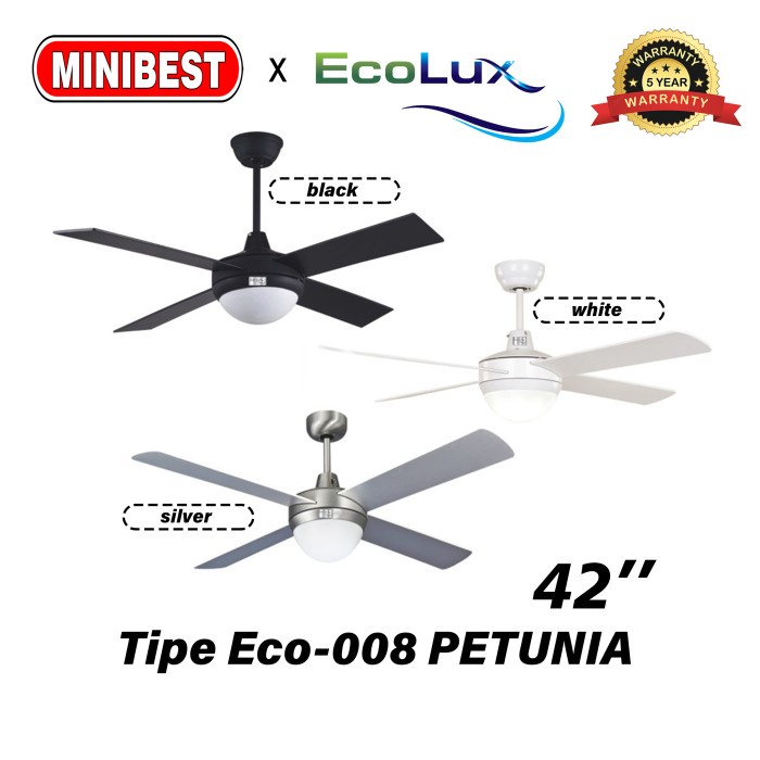 MB Kipas Angin Lampu Gantung Ecolux tipe Eco-008 PETUNIA - SILVER