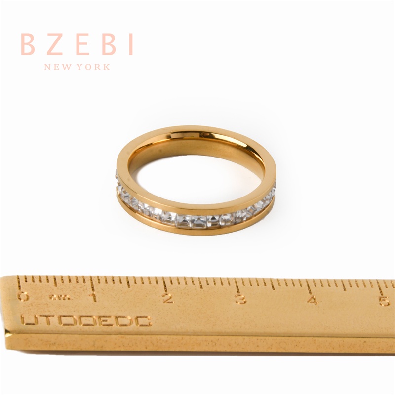 Bzebi Cincin Emas 18k Model Terbuka Anti Karat Gaya Korea Dengan Kotak 139r Untuk Wanita