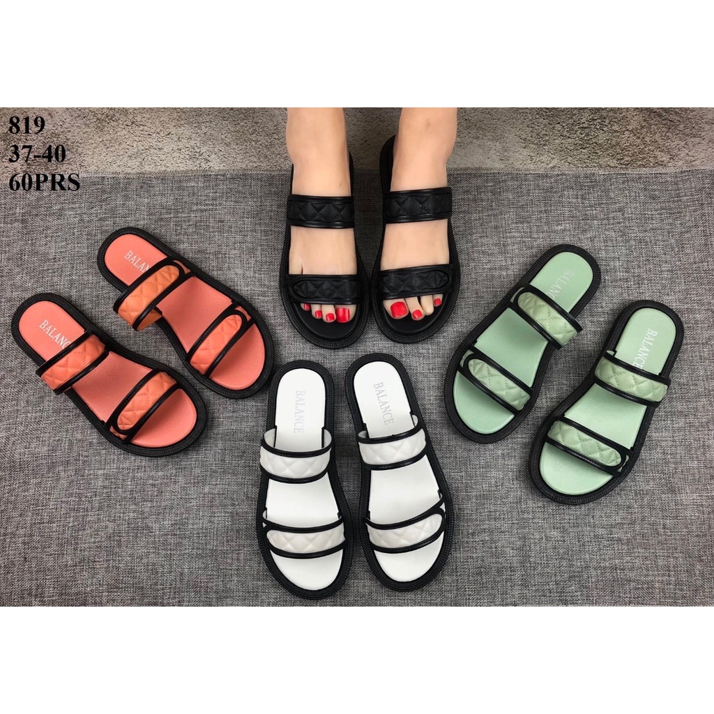 Sandal Selop Wanita Karet Ban 2 /Strip 2 Import BALANCE 819