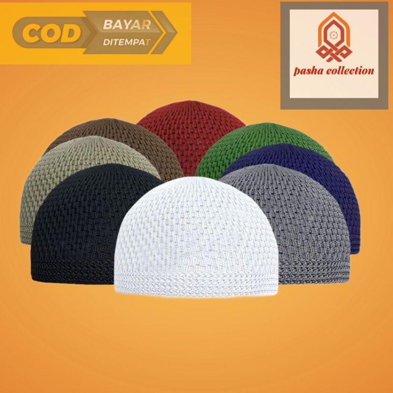 Peci Rajut Dewasa / Peci Haji / Peci Hitam / Kopiah Rajut / Peci Rajut Polos Tebal Elastis / Peci Ra