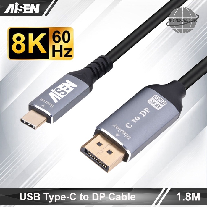 Aisen USB Type C to DP DisplayPort UHD 8K 1.8M High Quality