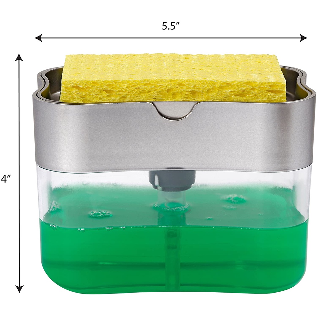 TOUCH SOAP DISPENSER TEMPAT SABUN CAIR CUCI PIRING + SPONGE SPONS BUSA